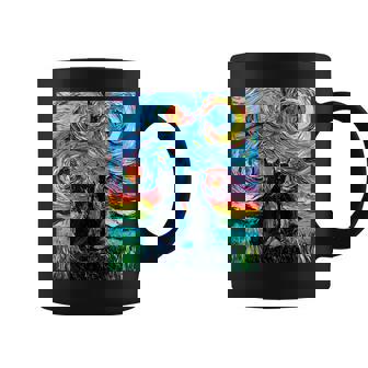 Aja 星月夜に2匹の黒猫 カラフルアート コーヒーマグ - Kawaiitshirt