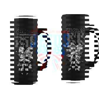America Needs Jesus Christian Usa Flag 4Th Of July Bow Retro Coffee Mug - Monsterry