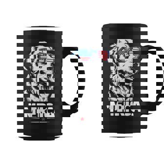 American Flag Patriotic Golden Retriever 4Th Of July America Coffee Mug - Monsterry