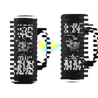 Amo A Mis Dos Mamás Lesbianas Con Bandera De Mariposa Gay Taza de café - Regaloses