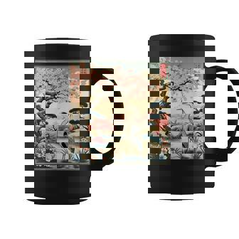 Art Japonaisintage En Fleurs De Cerisier En Bois Héron Du Mont Fuji Tasse - Cadeauxyz