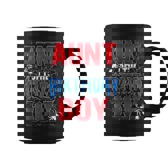 Aunt Of The Birthday Boy Spider Web Birthday Party Matching Coffee Mug - Monsterry