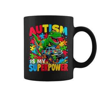 Autism Is My Superpower Dino Boys Monster Truck Coffee Mug - Monsterry