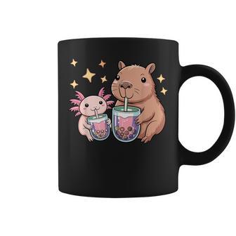 Axolotl Y Capibara Beber Té De Burbujas Kawaii Niñas Niños Taza de café - Regaloses