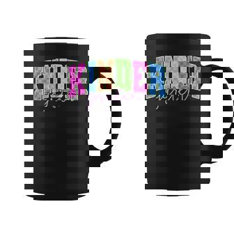 Back To School Neon Checkered Kindergarten Colorful Teacher Coffee Mug | Mazezy