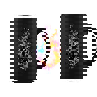 Banda De Guitarra Acústica Diseño De Rock Llamas Coloridas Y Taza de café - Regaloses