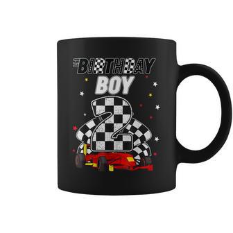 Bandera De Birthday Boy 2 Four Race Car Paraegundo Cumpleaños Taza de café - Regaloses