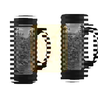 Bigfoot Fishing Boys Sasquatch Fishing Distressed Coffee Mug - Monsterry