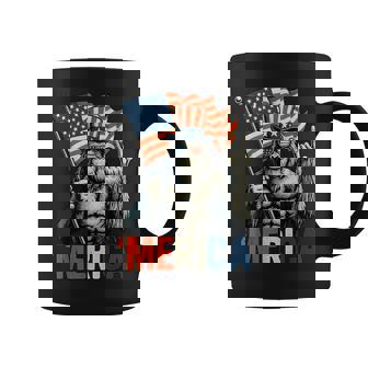 Bigfoot Rock & Roll 'Merica Usa American Flag 4Th Of July Coffee Mug - Monsterry