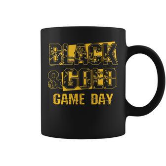 Black & Gold Game Day High School Football Retro Coffee Mug - Thegiftio