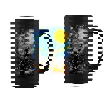 Black Cat Starry Night Van Gogh Cat Cat Mom Cat Dad Coffee Mug - Thegiftio