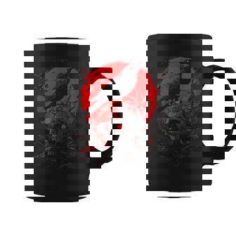 Black Gothic Raven Skull Red Moon Graphic Black Crow Coffee Mug - Thegiftio
