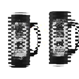 Bleached Life Lacrosse Mom Leopard Messy Bun Glasses Coffee Mug - Monsterry