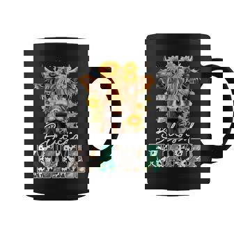 Blessed Mama Highland Cow Sunflowers Caring Coffee Mug - Thegiftio UK