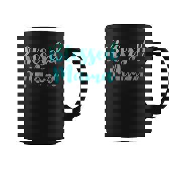 Blessed Mama Teal Watercolor Typography For Mom Coffee Mug - Monsterry