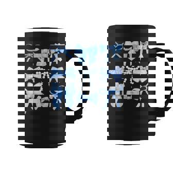 Blue Bow And Ribbon Cute Graphic Girls Coquette Mom Coffee Mug | Seseable UK