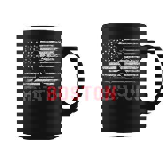Boston Massachusetts American Flag Baseball Weathered Coffee Mug | Mazezy