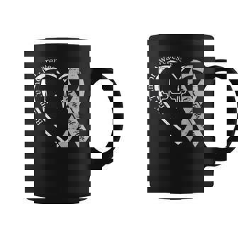 Brain Tumor Awareness Heart Brain Cancer Gray Ribbon Support Coffee Mug - Thegiftio