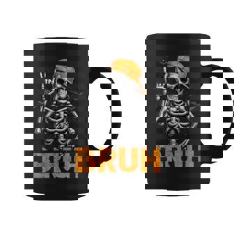 Bruh Spooky Rock Skeleton Halloween Customes Boys Mens Coffee Mug - Thegiftio