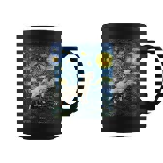 Bull Terrier Howling Moon Noche Estrelladaan Gogh Divertido Cuello Taza de café - Regaloses