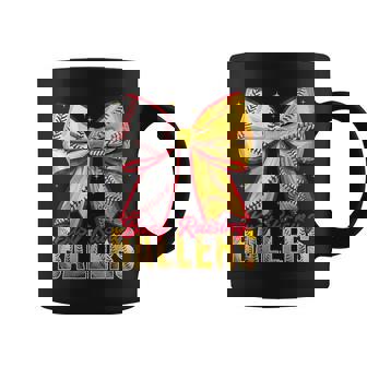 Busy Raising Ballers Softball Coquette Baseball Bow Game Day Coffee Mug - Monsterry