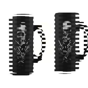 Calavera Rockera Con Manos Esqueléticas Cuernos Rock Taza de café - Regaloses