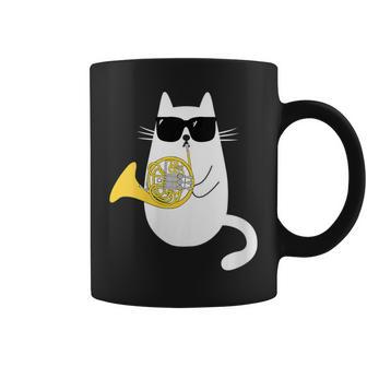 Chat Drôle Avec Lunettes Deoleil Musicien Cor D'harmonie Tasse - Cadeauxyz
