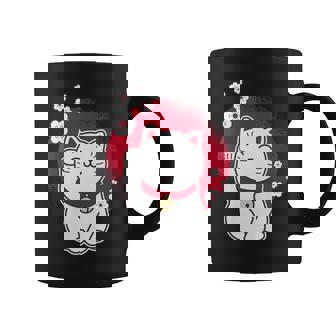 Chat Maneki Neko Avec Fleurs De Cerisier Tasse - Cadeauxyz