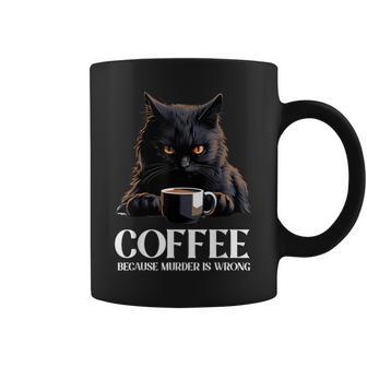 Chat Noirintage Buvant Du Café Parce Que Le Meurtre Est Mauvais Tasse - Cadeauxyz