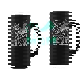 Cheer Mom Biggest Fan Cheerleader Black Green White Pom Pom Coffee Mug - Thegiftio