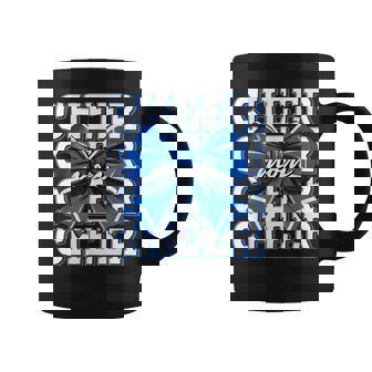 Cheer Mom Blue Bow Cheerleader Competition Game Day Coffee Mug | Mazezy