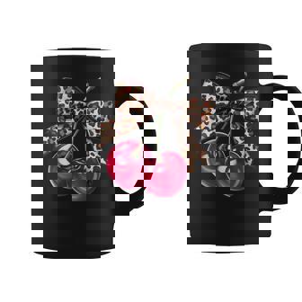 Cherry Coquette Aesthetic With Leopard Bow Coffee Mug - Thegiftio UK