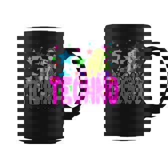 Chica Rave Techno Colores Fiesta Electrónica In Mangas Taza de café - Regaloses