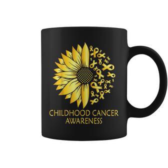 Childhood Cancer Awareness Yellow Sunflower Gold Ribbon Coffee Mug - Thegiftio