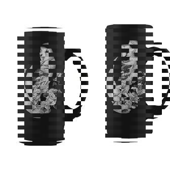 Chouette Effraie Assiseur La Lune Roses Gothique Noir Et Blanc Tasse - Cadeauxyz