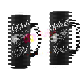 Christmas In July Flamingo Pink Camping Camper Trailer Coffee Mug - Monsterry