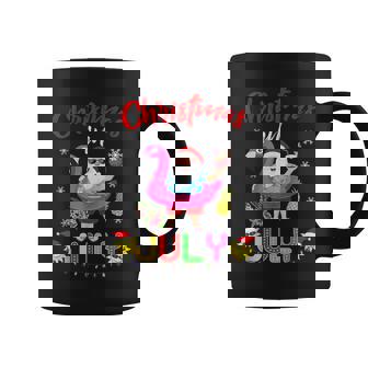 Christmas In July Santa Hawaiian Flamingo Coffee Mug - Monsterry