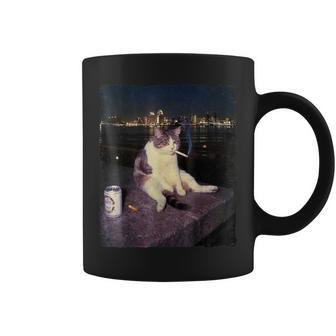 Cigarette Kitten Smoking Cat Meme Stupid Brainrot Coffee Mug - Monsterry