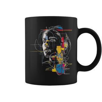 Colorido Abstracto Dibujo Cara Niña Taza de café - Regaloses
