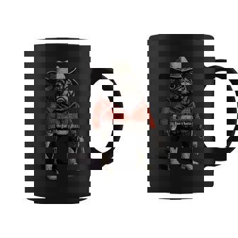Cowboy Pug Dog Western Outfit Red Pug Cowboy Meme Coffee Mug | Mazezy