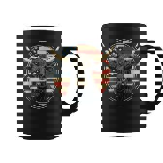 Cowboy Rodeo Bull Distressed American Flag Western Coffee Mug - Monsterry