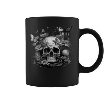 Crâne Avec Papillon Et Fleuribrante Et Champignon Tasse - Cadeauxyz