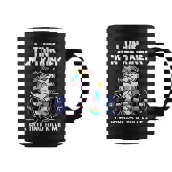Creo Que Mi Entrenador Está Tratando De Matarme Unicorn Gym Taza de café - Regaloses