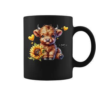 Cute Highland Cow With Sunflower Girl Coffee Mug - Thegiftio