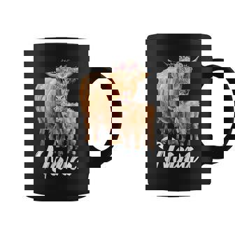 Cute Nana Highland Cow With Baby Calf Flowers Mother's Day Coffee Mug | Mazezy