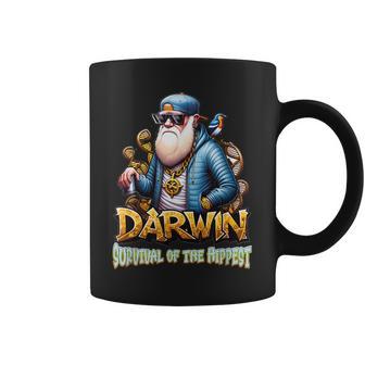 Darwin Laupervivencia Del Hippest Divertido Charles Darwin Taza de café - Regaloses