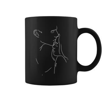 Dibujo Artístico Pareja Besándose Amor Look Pareja Taza de café - Regaloses