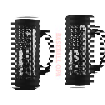 Distressed Usa American Flag Baseball Opa Father's Day Coffee Mug - Monsterry