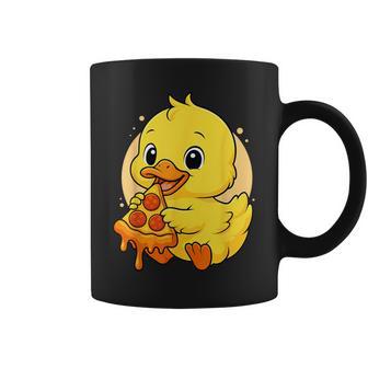 Divertido Pato Comiendo Pizza Gráfico Niños Niñas Pato Amante Taza de café - Regaloses