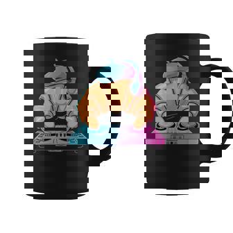 Dj Croissant Con Audífonos Mezclando Música Taza de café - Regaloses